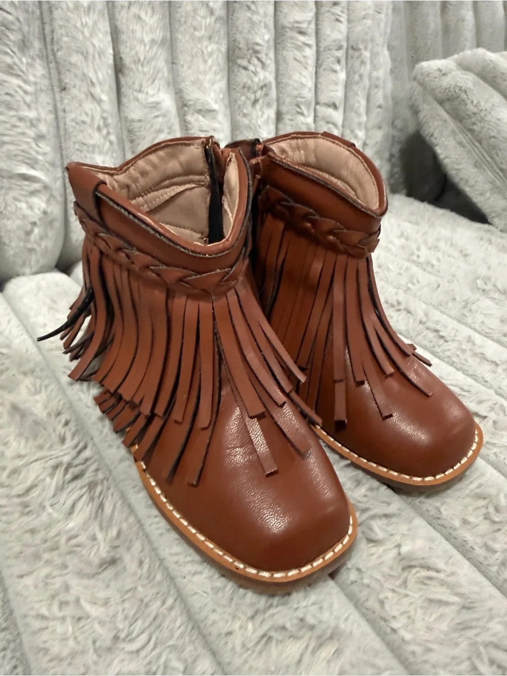Like New Size 10 Liv and Stella Brown Fringe Boots